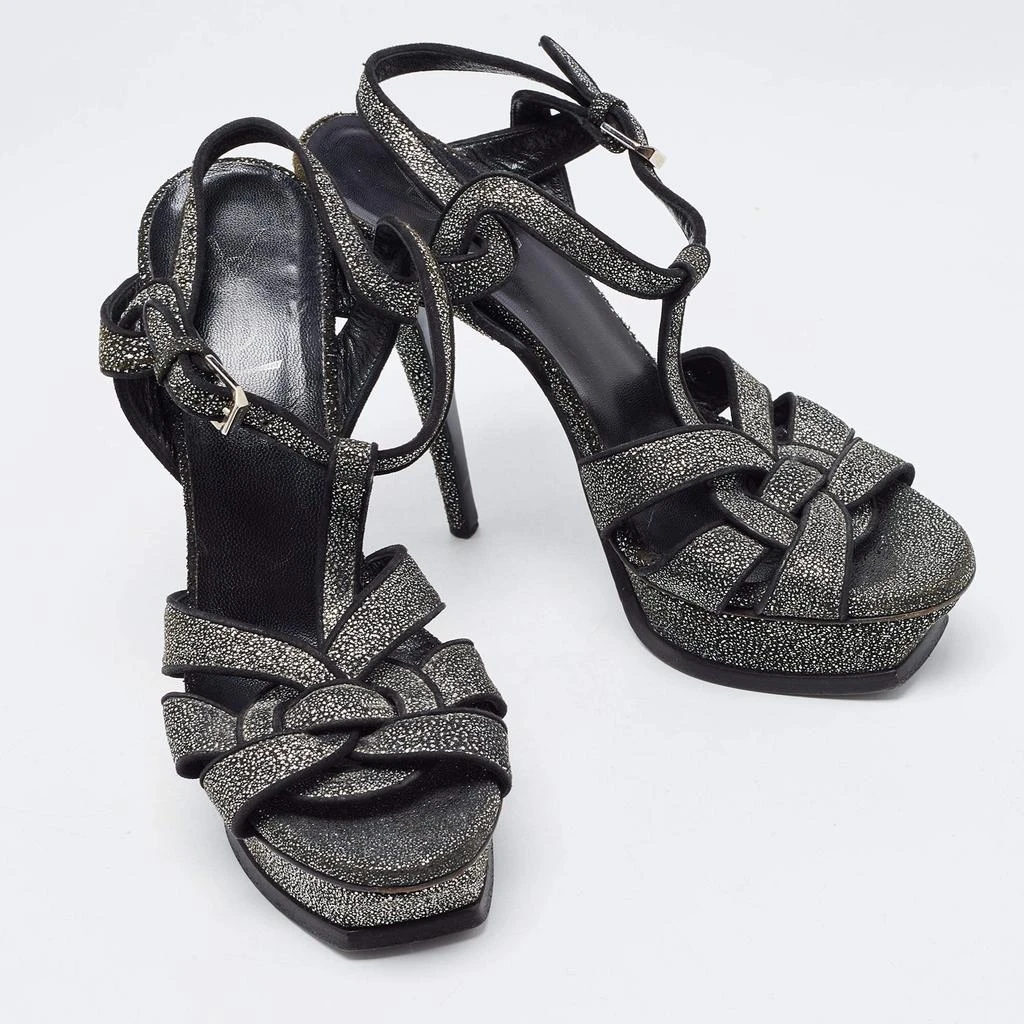 商品[二手商品] Yves Saint Laurent|Saint Laurent Two Tone Glitter Suede Tribute Sandals Size 39,价格¥1983,第4张图片详细描述