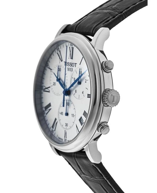 商品Tissot|Tissot Carson Premium Silver Chronograph Dial Leather Strap Men's Watch T122.417.16.033.00,价格¥2709,第2张图片详细描述