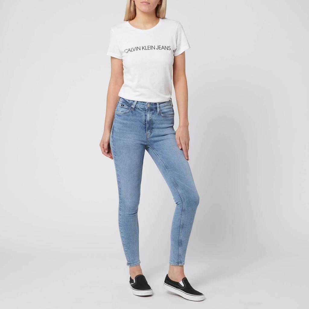 Calvin Klein Jeans Women's Institutional Logo Slim Fit T-Shirt - Bright White商品第3张图片规格展示