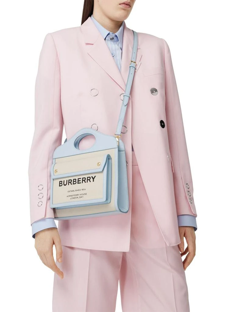 商品Burberry|Mini Pocket Logo Canvas & Leather Tote,价格¥10440,第1张图片详细描述