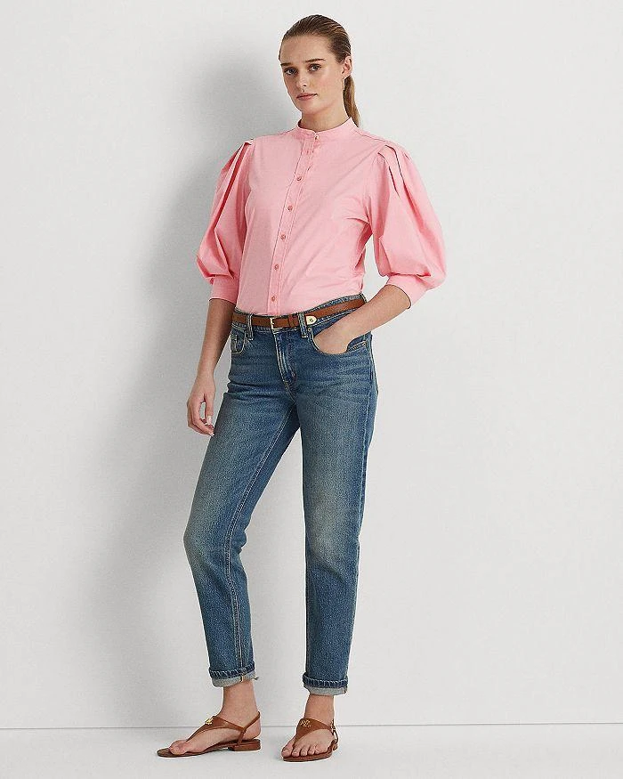 商品Ralph Lauren|Button Front Blouson Sleeve Top,价格¥284,第2张图片详细描述