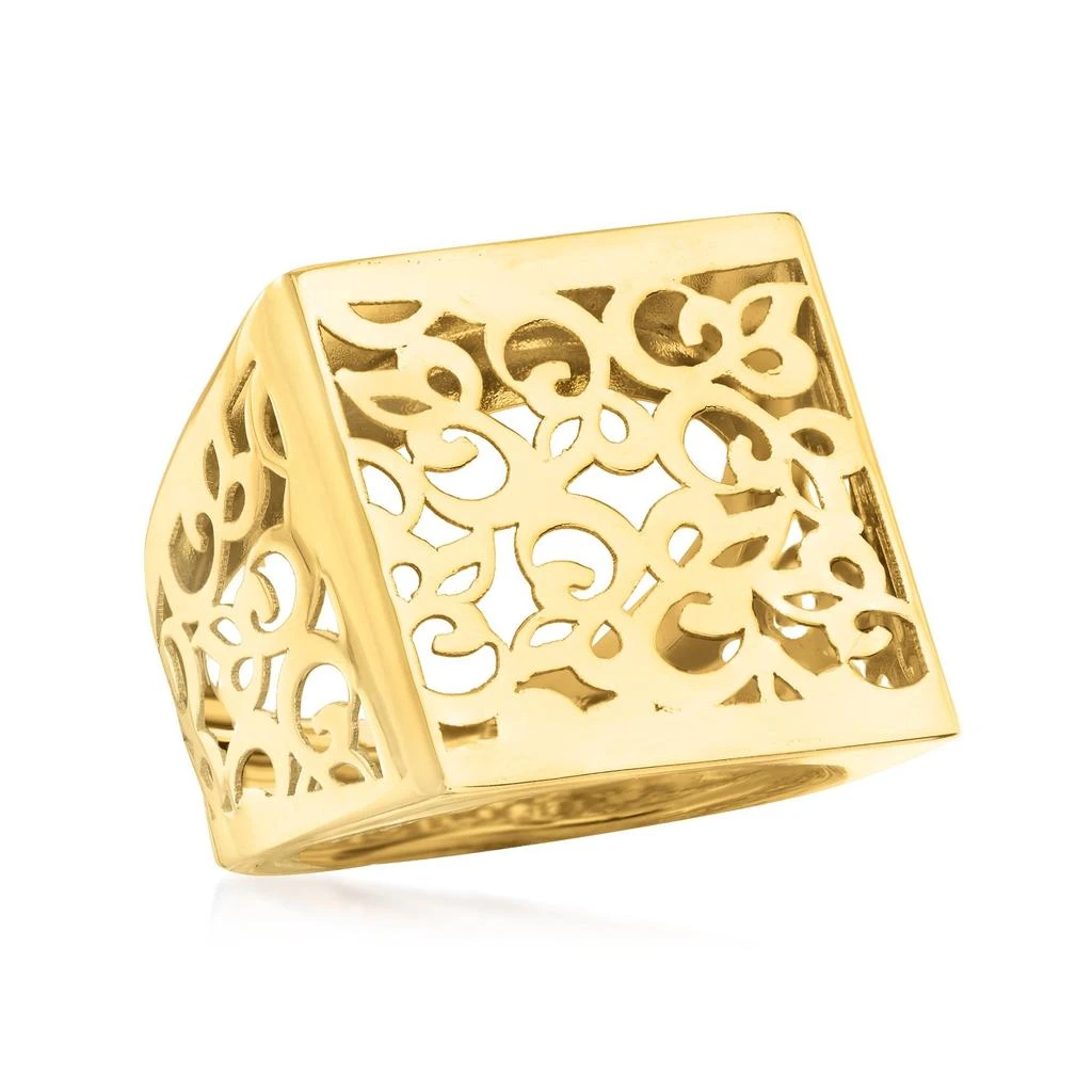 商品Ross-Simons|Italian 14kt Yellow Gold Filigree Square-Top Ring,价格¥3768,第4张图片详细描述