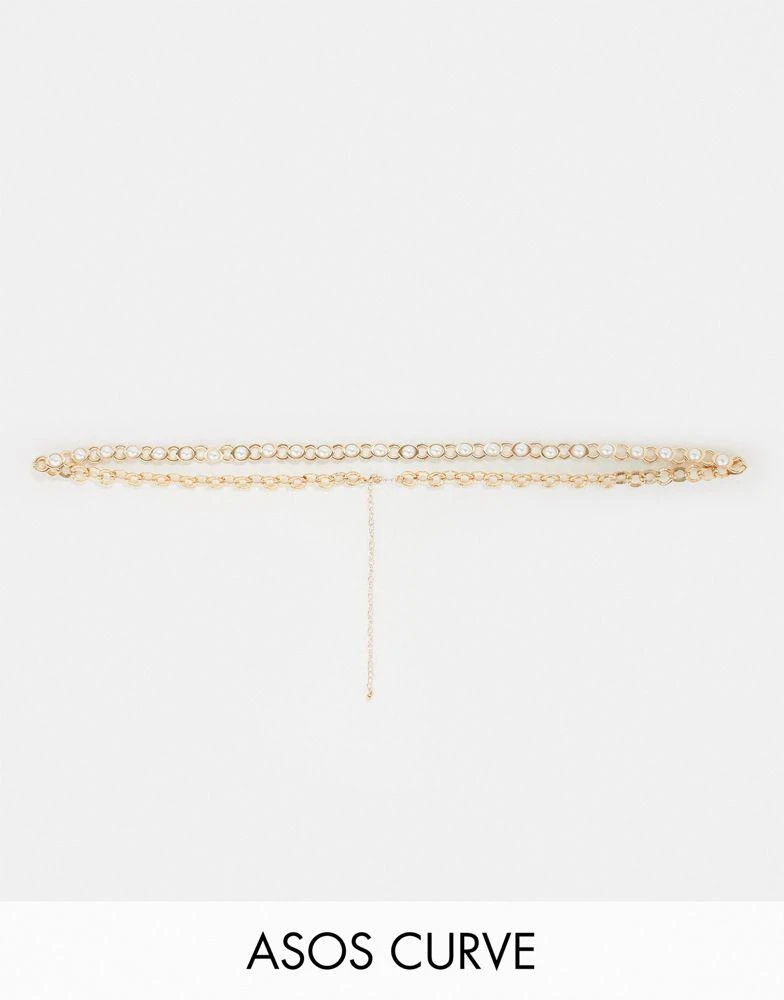 商品ASOS|ASOS DESIGN Curve pearl chain waist and hip belt,价格¥131,第1张图片