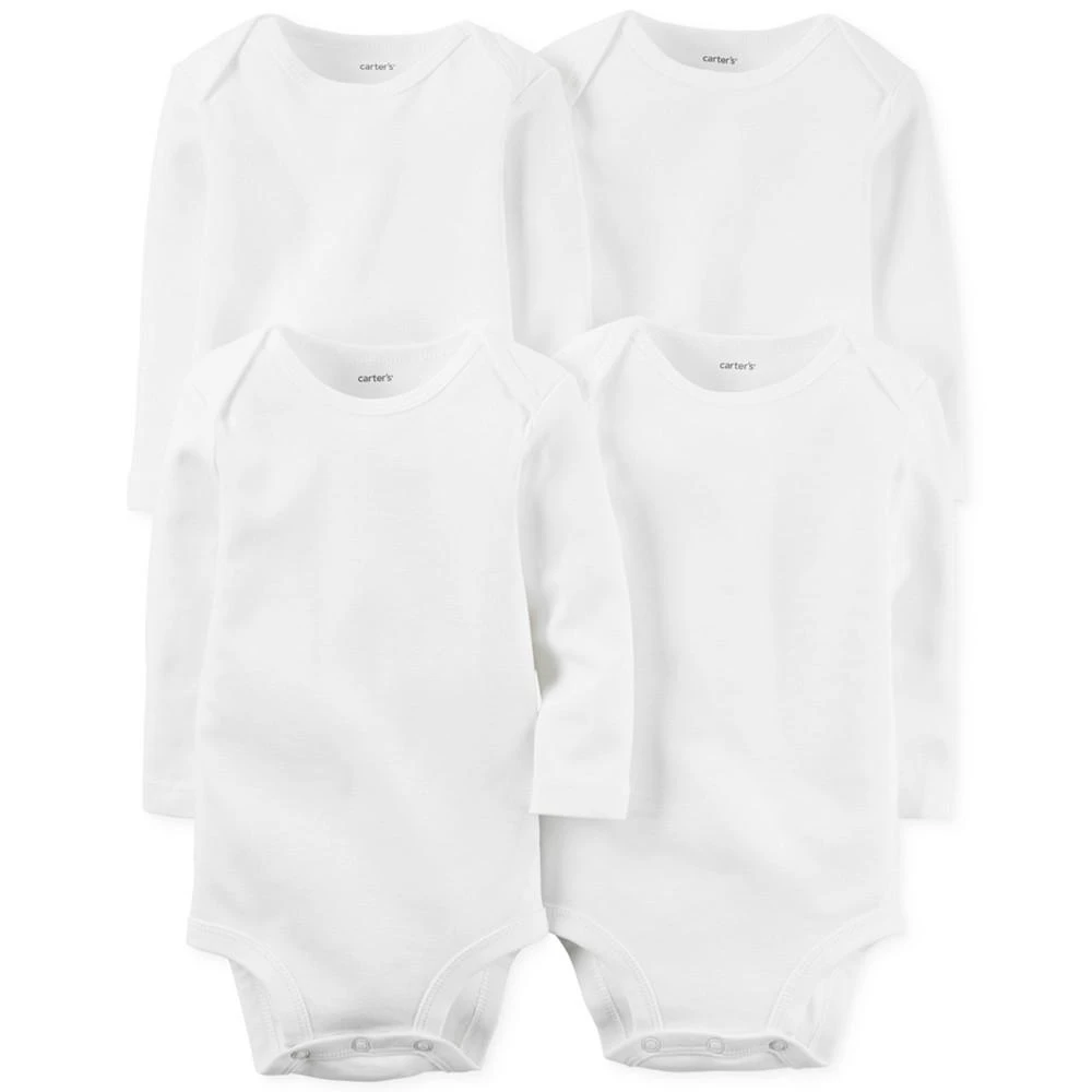 Carter's Baby Boys or Baby Girls Solid Long Sleeved Bodysuits, Pack of 4 1