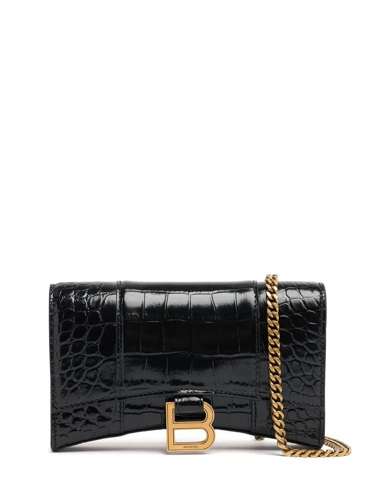 商品Balenciaga|Hourglass Leather Wallet On Chain,价格¥13270,第1张图片