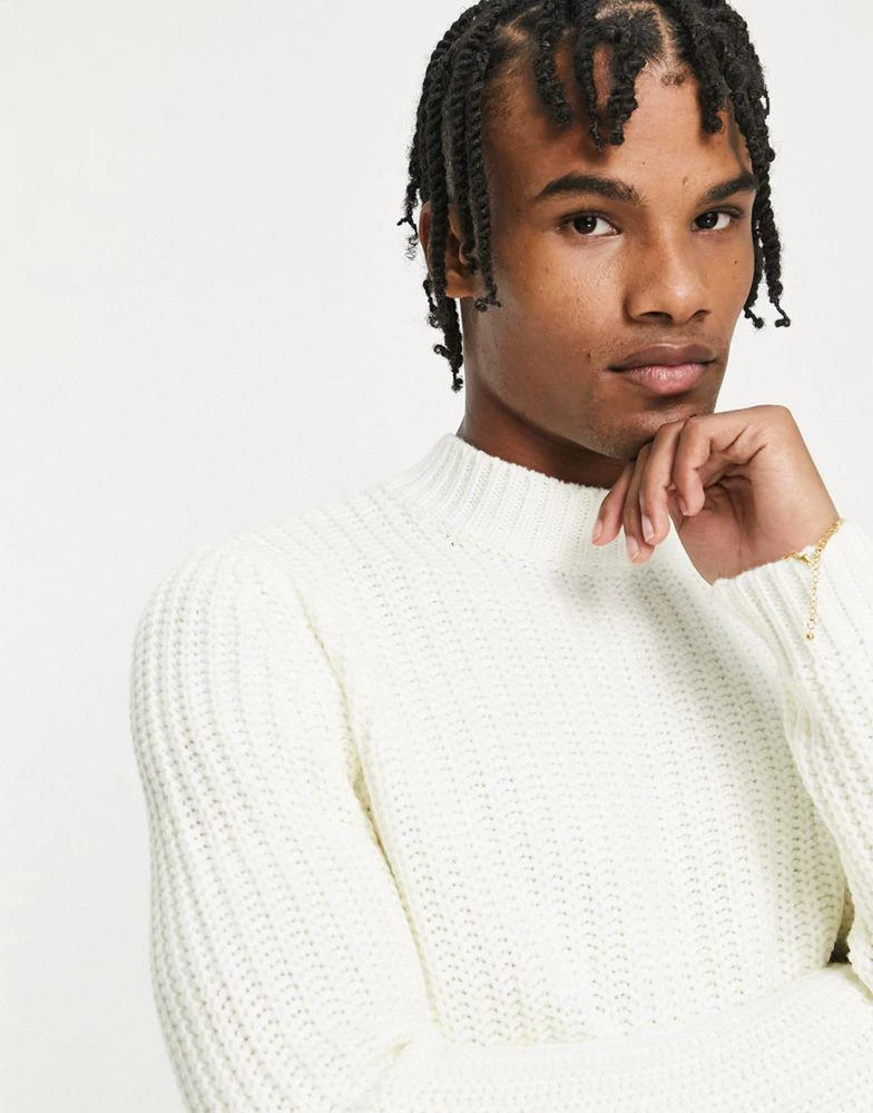 商品ASOS|ASOS DESIGN heavyweight fisherman rib turtle neck jumper in white,价格¥154,第3张图片详细描述