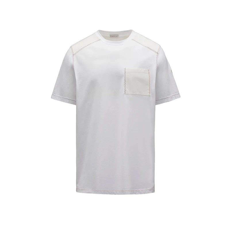 商品Moncler|【预售3-7天】Moncler/蒙克莱 22年秋冬新款 男士光学白色棉质混纺饰胸袋短袖T恤H10918C000458390Y001,价格¥20875,第1张图片