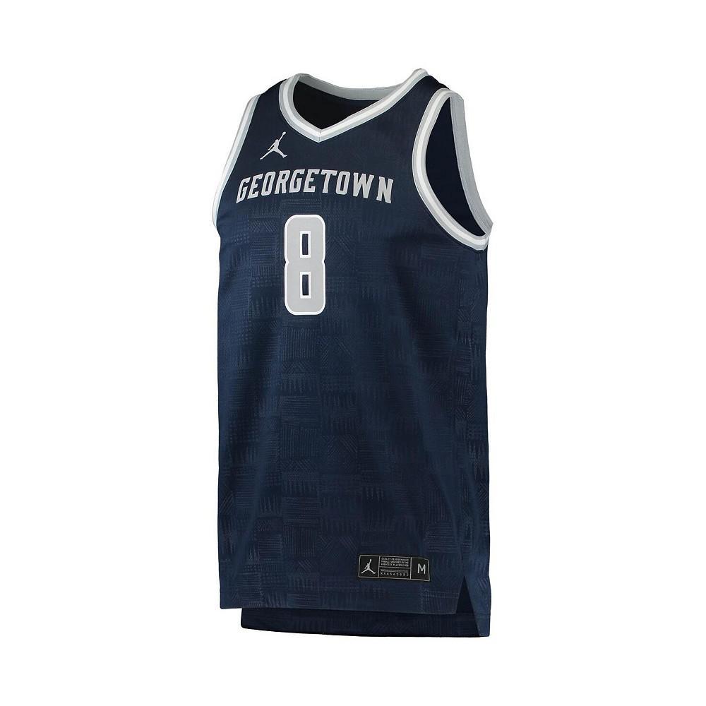 商品Jordan|Men's Brand #8 Navy Georgetown Hoyas Team Replica Basketball Jersey,价格¥552,第4张图片详细描述