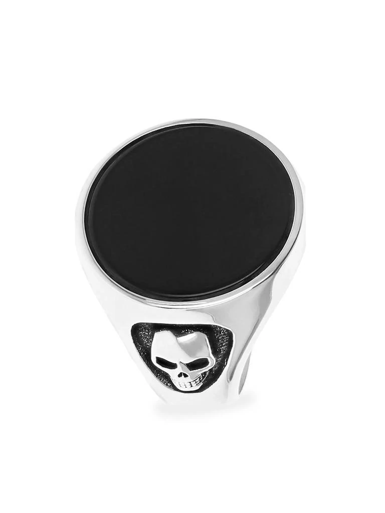 商品King Baby|Onyx Story Round Skull Shank Signet Ring,价格¥2999,第1张图片