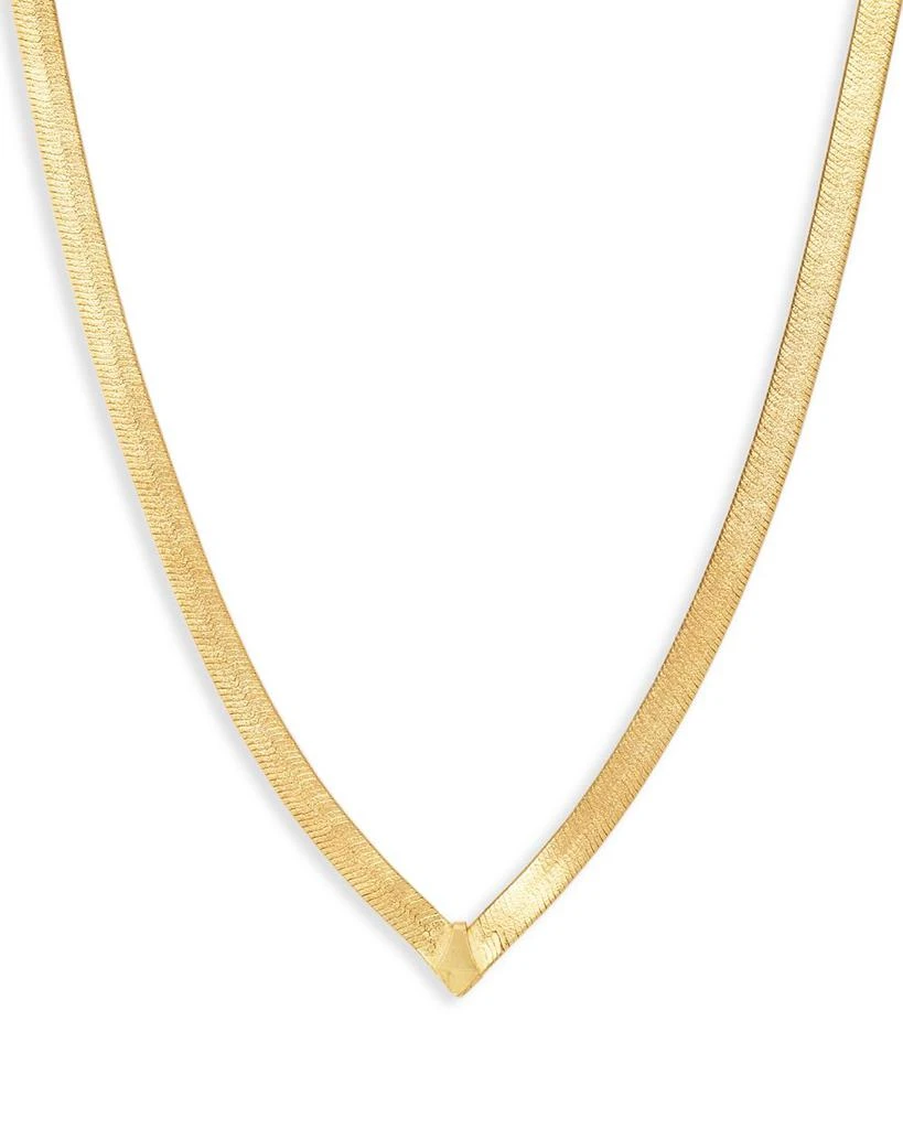 商品Argento Vivo|Pointed Herringbone Collar Necklace in 18K Gold Plated Sterling Silver, 18",价格¥742,第1张图片