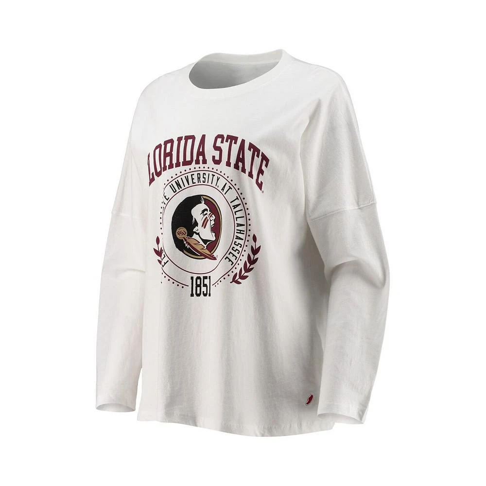 商品League Collegiate Wear|Women's White Florida State Seminoles Clothesline Oversized Long Sleeve T-shirt,价格¥124,第2张图片详细描述