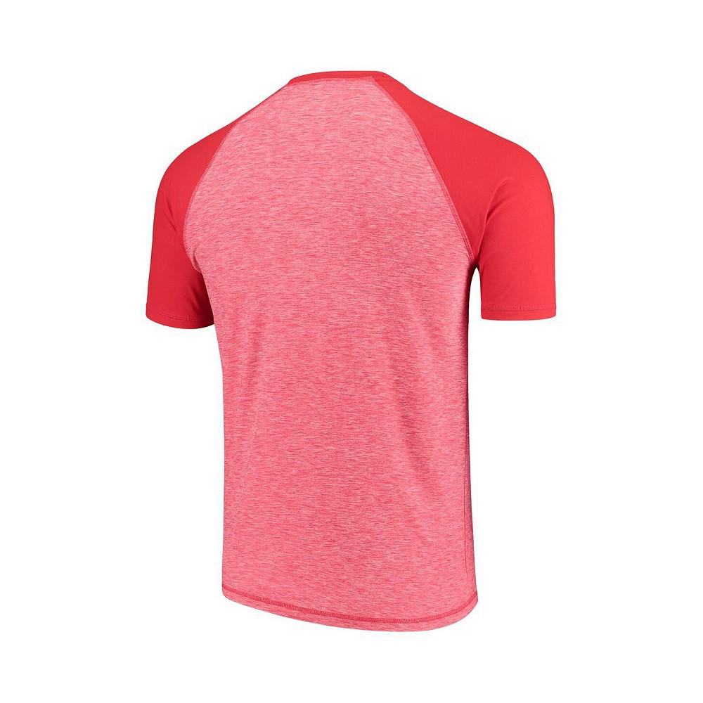 Men's Branded Heathered Red Calgary Flames Made 2 Move Raglan T-shirt商品第4张图片规格展示