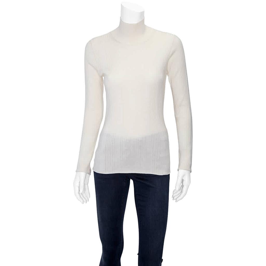 Ladies Long-sleeve Rib Knit Silk Turtleneck Sweater商品第1张图片规格展示