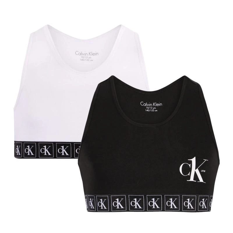 商品Calvin Klein|Branded band sports bras set of 2 in black and white,价格¥289,第1张图片