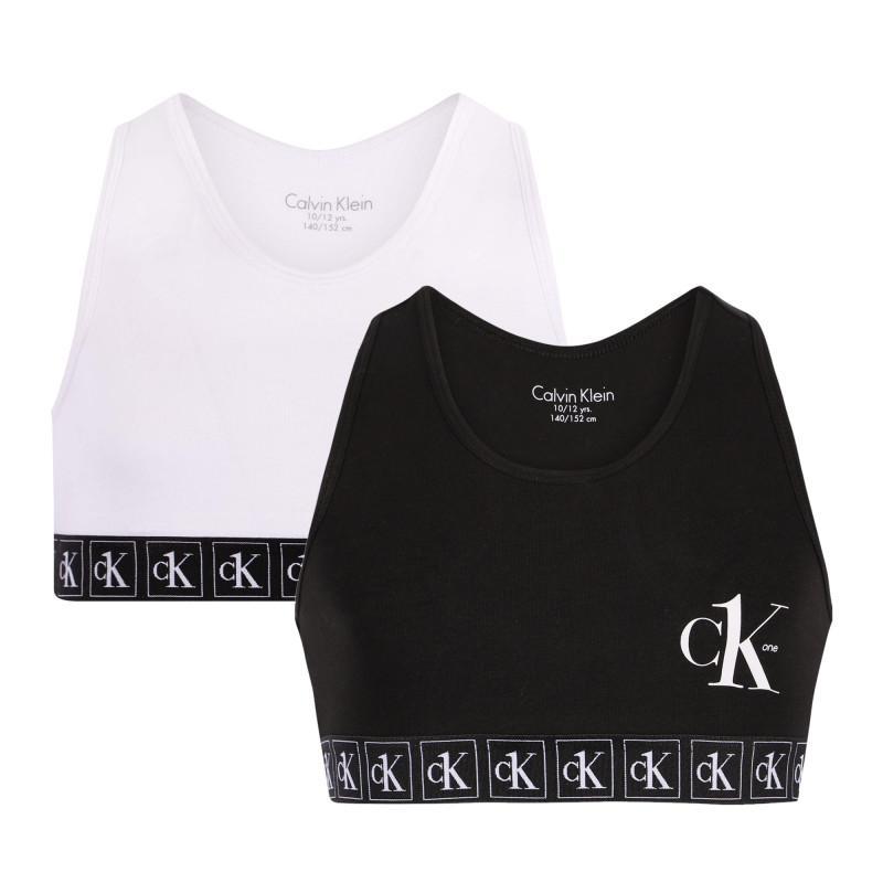 商品Calvin Klein|Branded band sports bras set of 2 in black and white,价格¥269,第1张图片