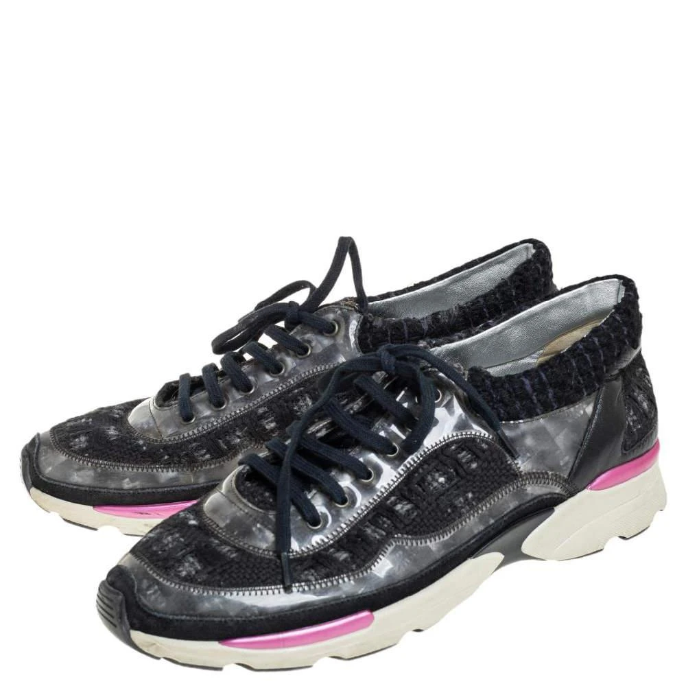 商品[二手商品] Chanel|Chanel Black Tweed And PVC CC Low Top Sneakers Size 40,价格¥4441,第4张图片详细描述