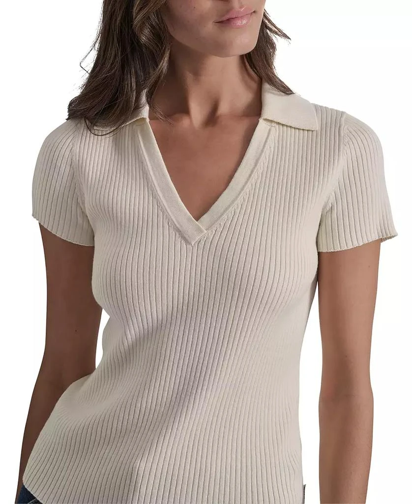 商品DKNY|Womens Ribbed V-Neck Polo Sweater,价格¥219,第3张图片详细描述