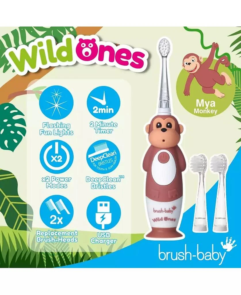 商品Brush-Baby|WildOnes Monkey Kids Electric Rechargeable Toothbrush | Childrens Electric Toothbrush | Animal Character Toothbrush,价格¥211,第2张图片详细描述