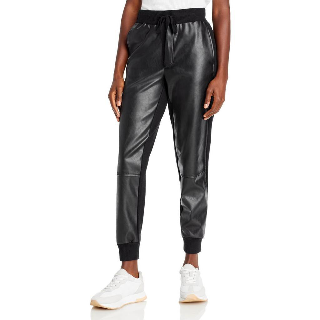 商品AQUA|Aqua Womens Faux Leather Sweatpants Jogger Pants,价格¥94,第1张图片