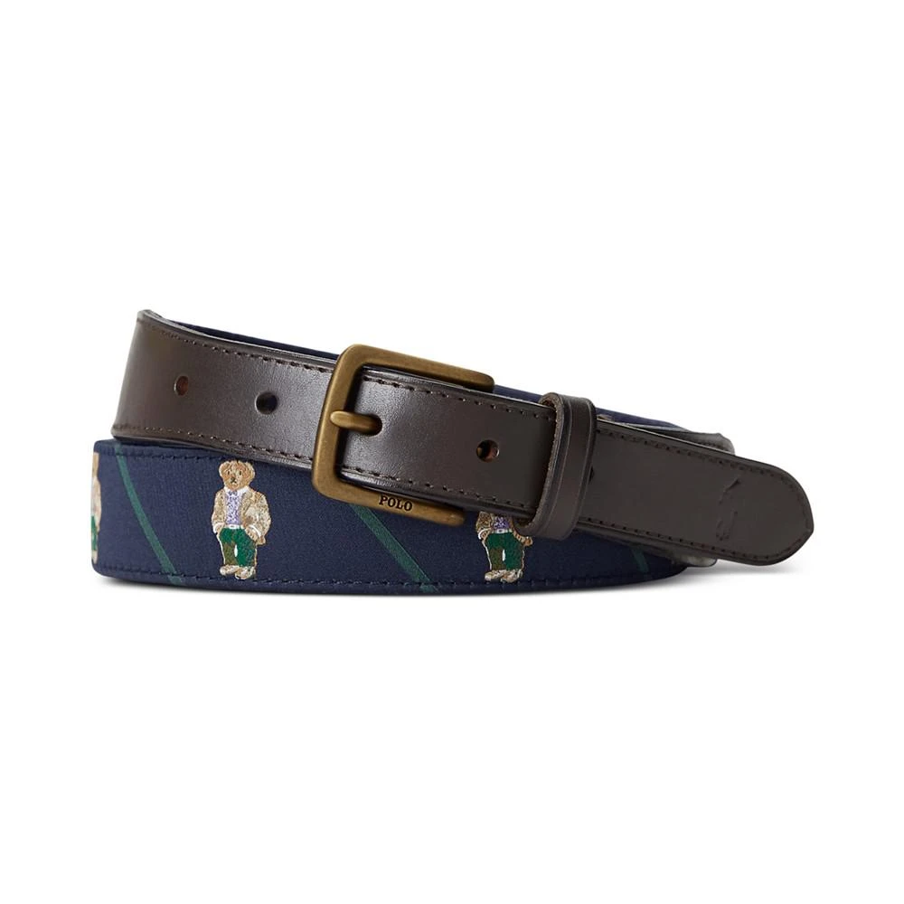 商品Ralph Lauren|Men's Polo Bear Leather-Trim Belt,价格¥863,第1张图片