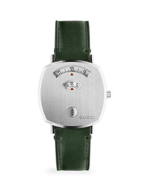 商品Gucci|Grip Stainless Steel & Green Leather Strap Watch,价格¥12004,第1张图片