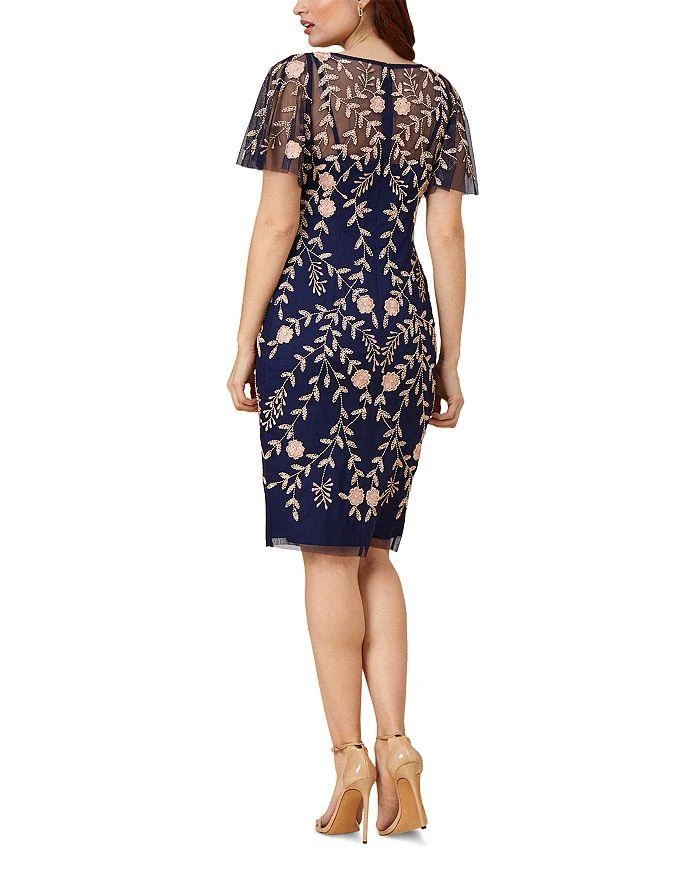 商品Adrianna Papell|Beaded Flutter Sleeve Dress,价格¥1864,第3张图片详细描述