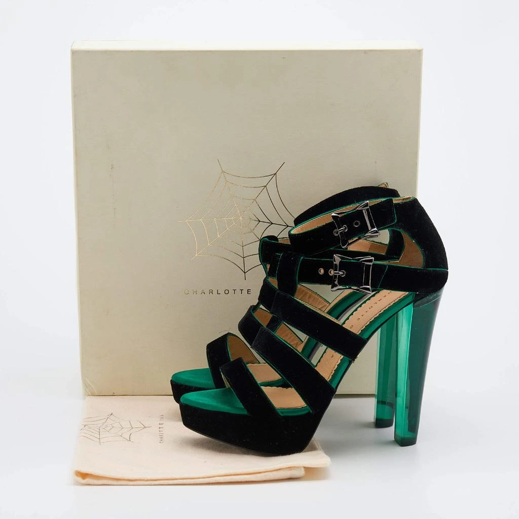 Charlotte Olympia Black Velvet Hortencia Strappy Platform Sandals Size 39 商品