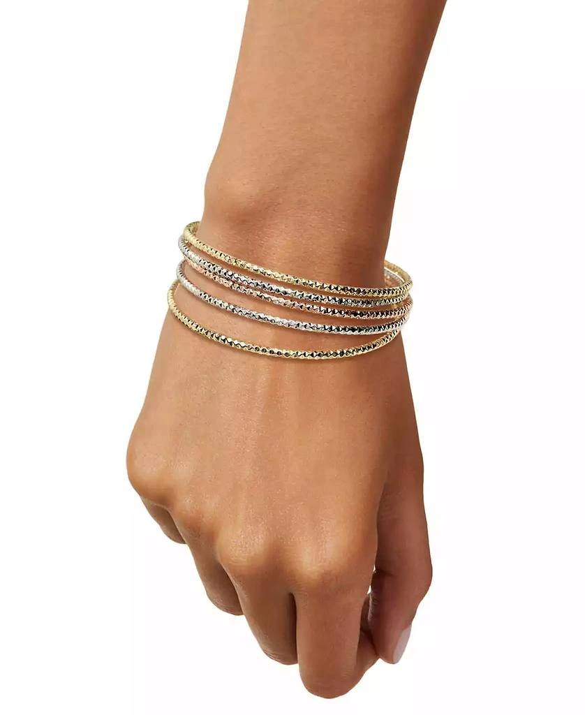 商品Macy's|Multi-Layered Textured Bangle Bracelet in 10k Tri-Color Gold,价格¥22207,第2张图片详细描述