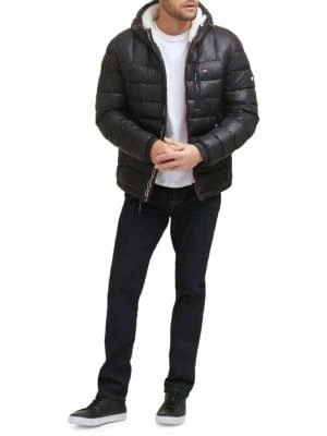 商品Tommy Hilfiger|男款 人造毛皮连帽棉服夹克,价格¥721,第5张图片详细描述