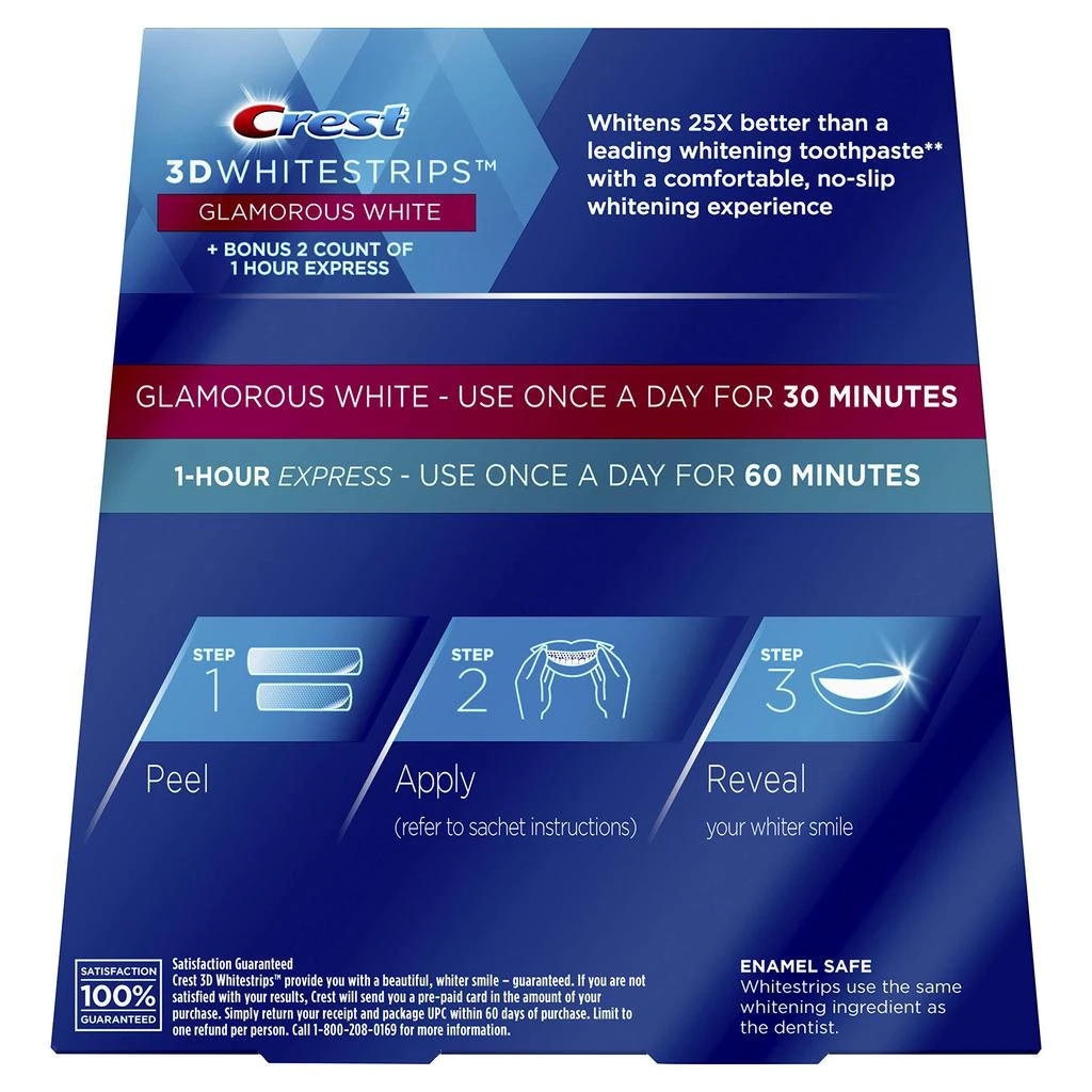 商品Crest|Crest 3D Whitestrips, Glamorous White, Teeth Whitening Strip Kit, 32 Strips (16 Count Pack) -Packaging may vary,价格¥335,第3张图片详细描述