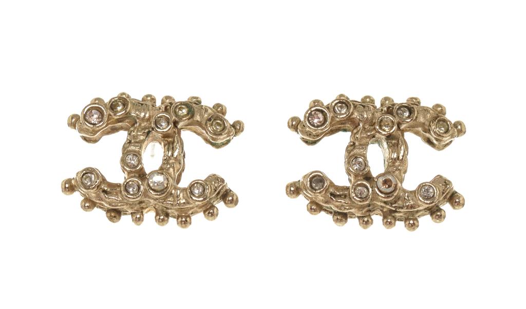 Chanel Rhinestone Gold CC Earrings商品第1张图片规格展示