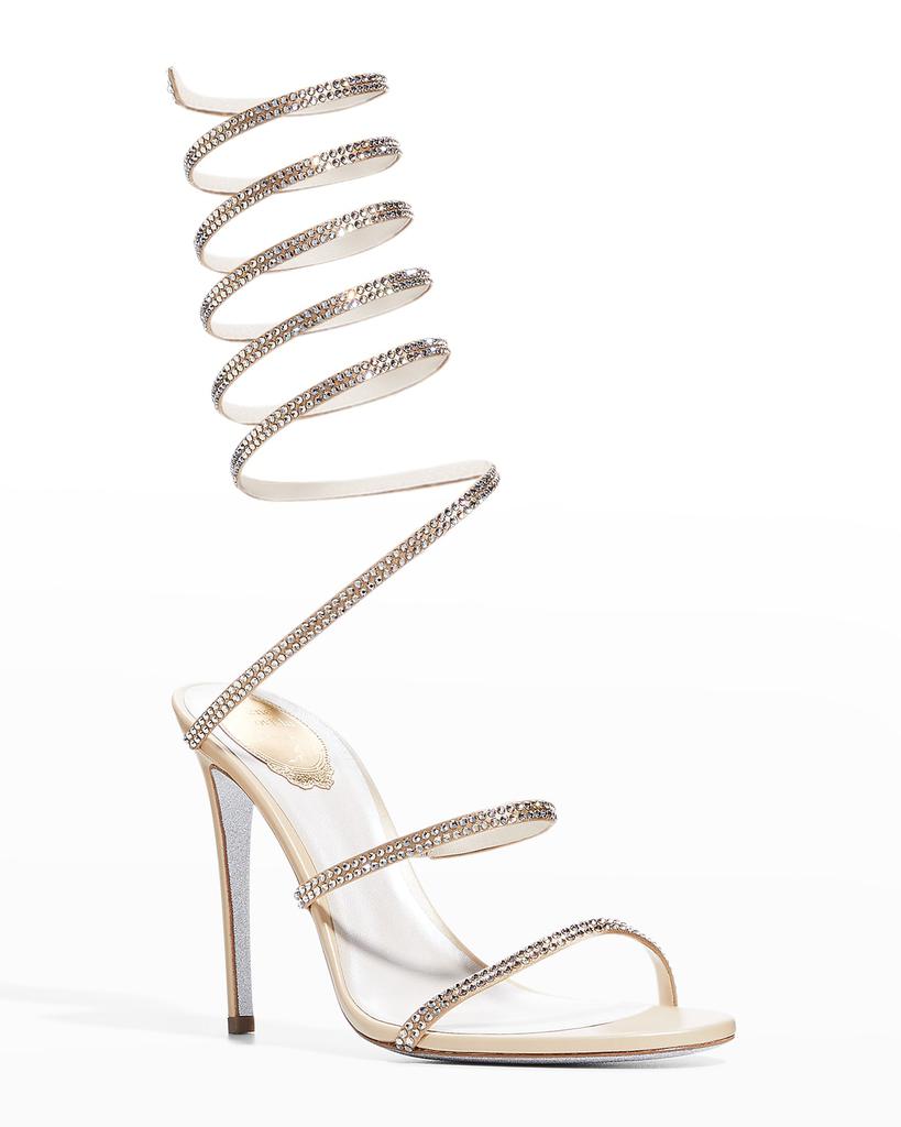 105mm Crystal Snake Ankle-Wrap Sandals商品第2张图片规格展示