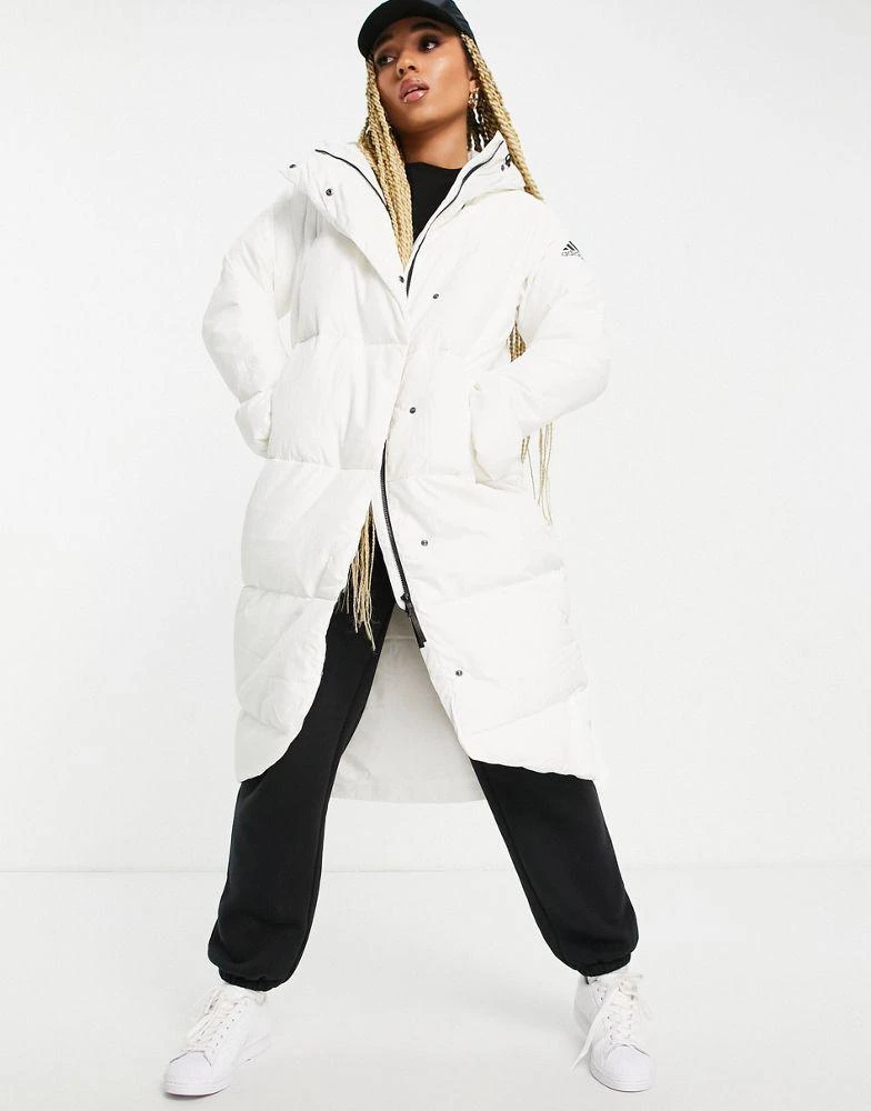 商品Adidas|adidas Outdoor longline down puffer jacket in white,价格¥1382,第1张图片