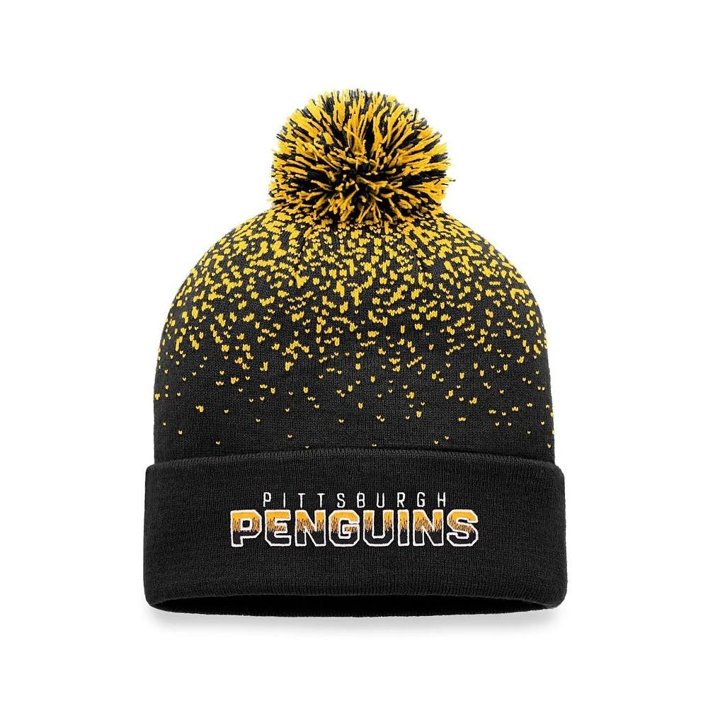 商品Fanatics|Men's Branded Black Pittsburgh Penguins Iconic Gradient Cuffed Knit Hat with Pom,价格¥197,第1张图片