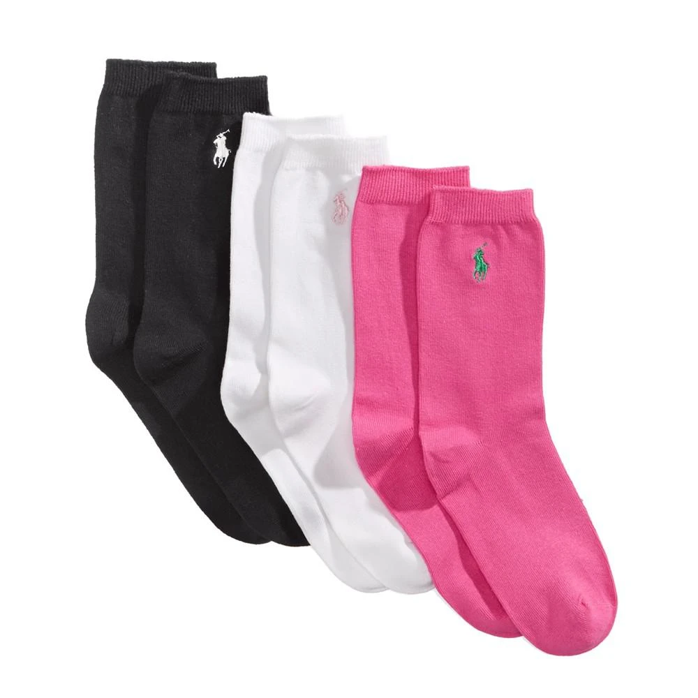 商品Ralph Lauren|Polo 3 Pack Crew Length Socks, Little Girls & Big Girls,价格¥137,第1张图片