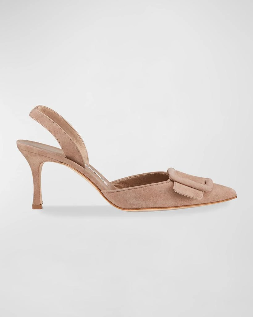 商品Manolo Blahnik|Maysli Suede Buckle Slingback Pumps,价格¥7136,第1张图片