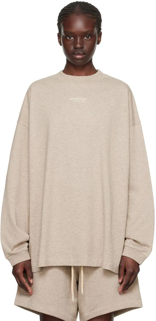 商品Essentials|Beige Crewneck Long Sleeve T-Shirt,价格¥451,第1张图片