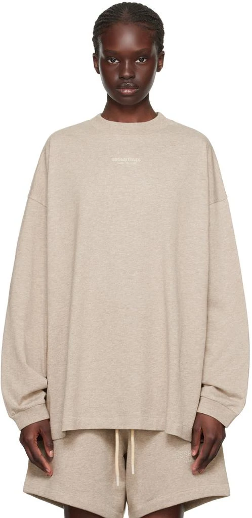 商品Essentials|Beige Crewneck Long Sleeve T-Shirt,价格¥472,第1张图片