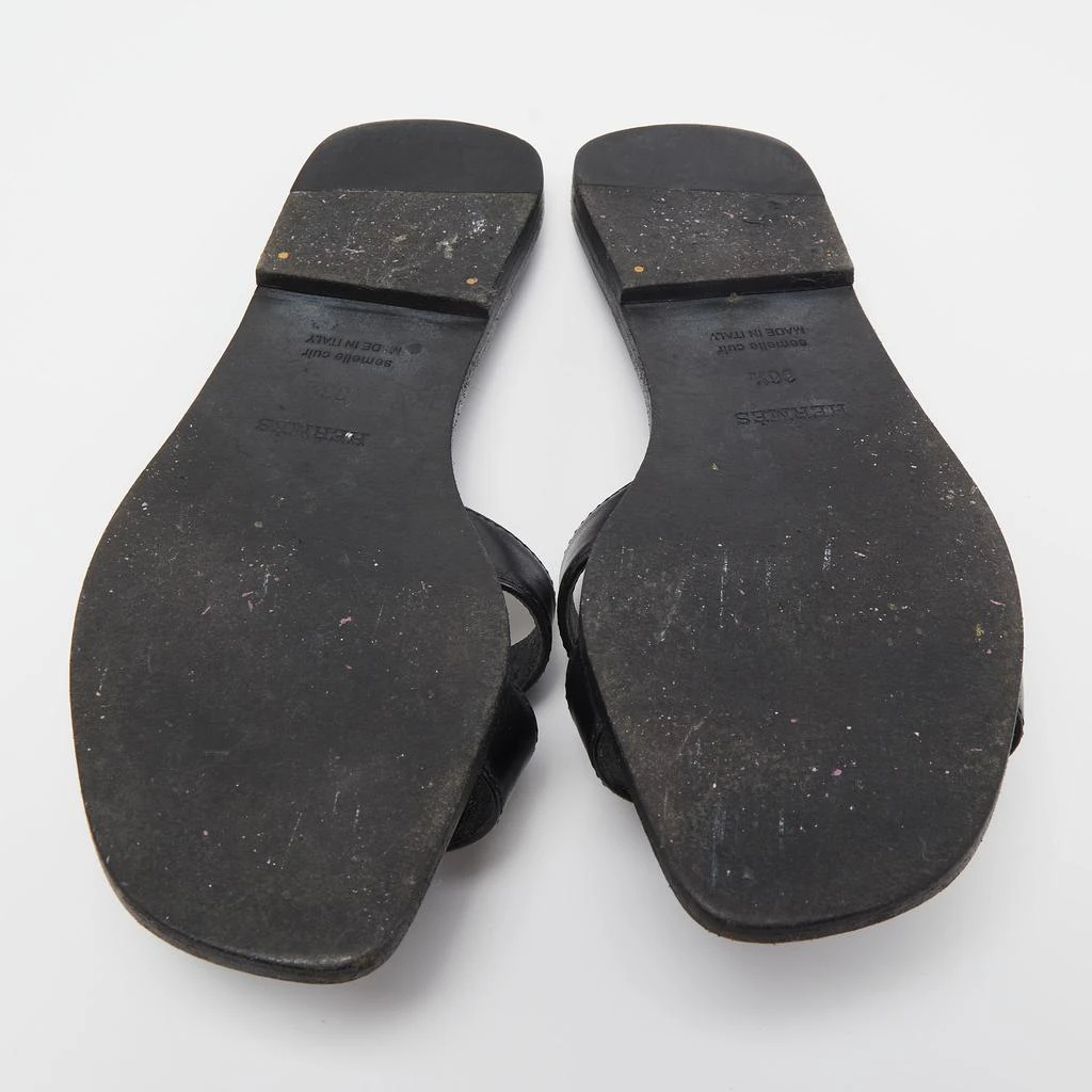 Hermes Black Leather One Stud Oran Flat Slides Size 36.5 商品