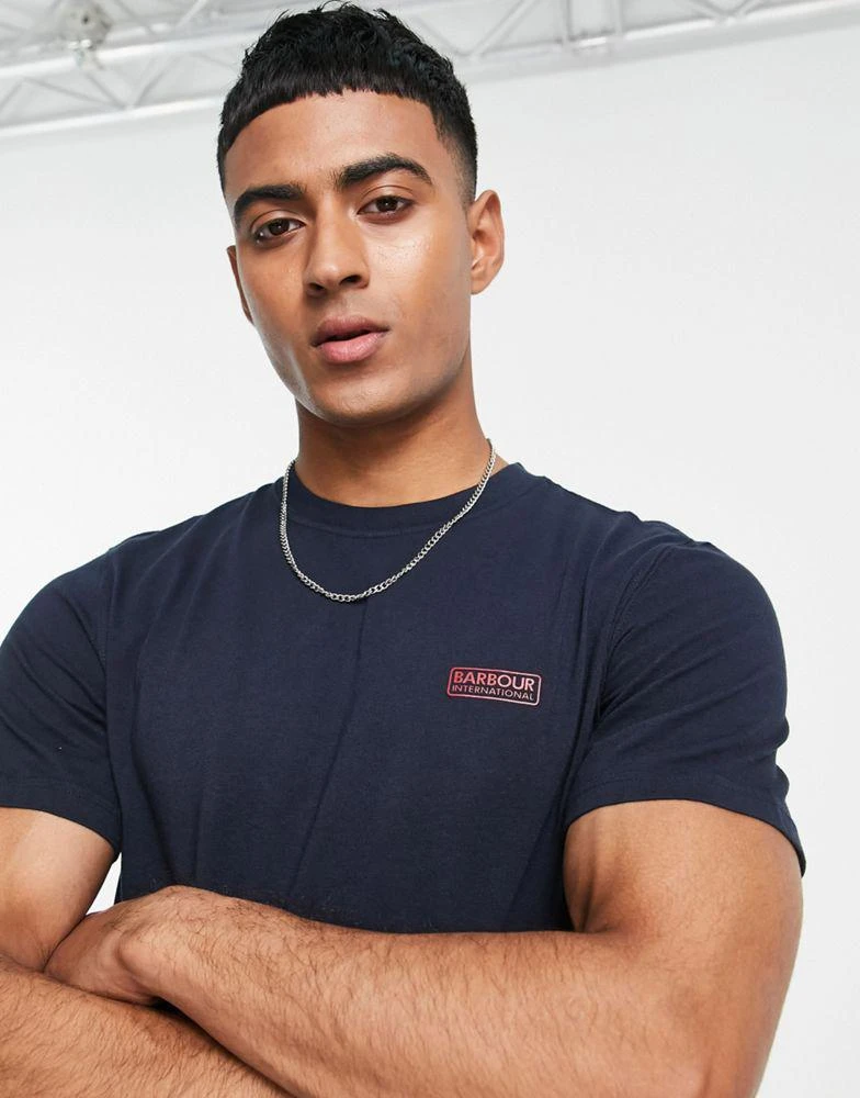 商品Barbour|Barbour International Throttle slim fit logo t-shirt in navy exclusive to ASOS,价格¥196,第3张图片详细描述