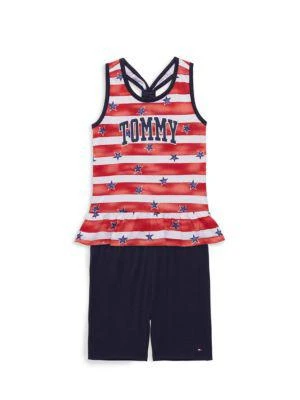 商品Tommy Hilfiger|Little Girl's 2-Piece Logo Tank Top & Shorts Set,价格¥81,第1张图片