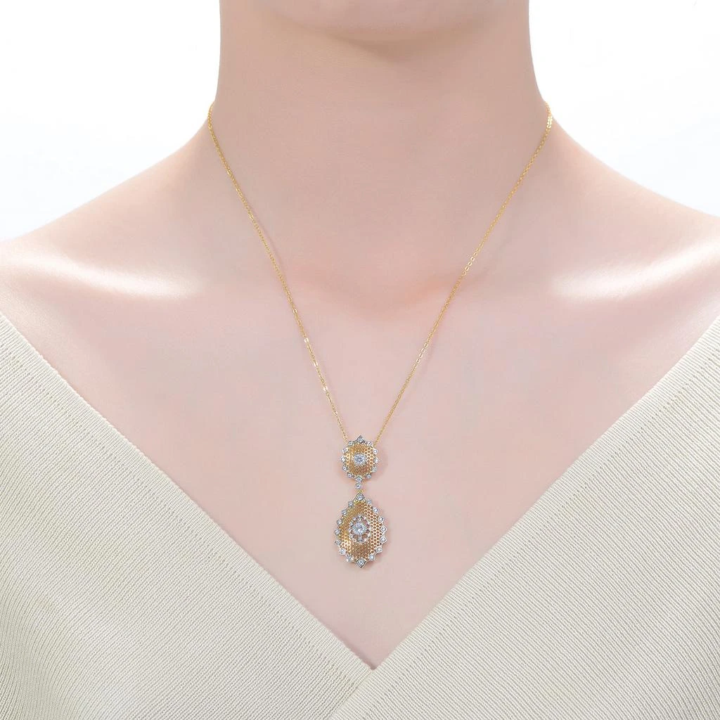 商品Rachel Glauber|Rachel Glauber Rhodium And 14k Gold Plated Cubic Zirconia Pendant Necklace,价格¥581,第3张图片详细描述