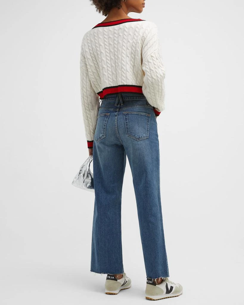 商品Alice + Olivia|Ayden Cropped V-Neck Cable-Knit Sweater,价格¥2163,第4张图片详细描述