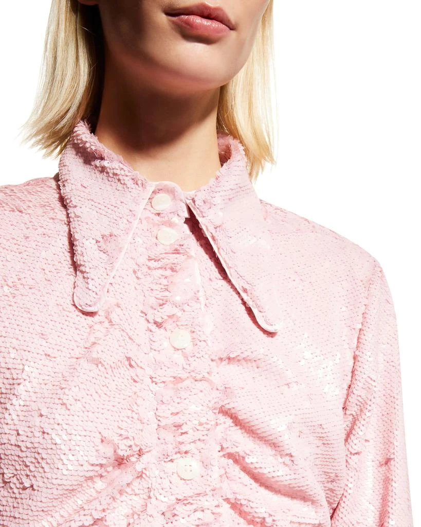 商品Ganni|Sequined Ruched Shirtdress,价格¥2633,第5张图片详细描述