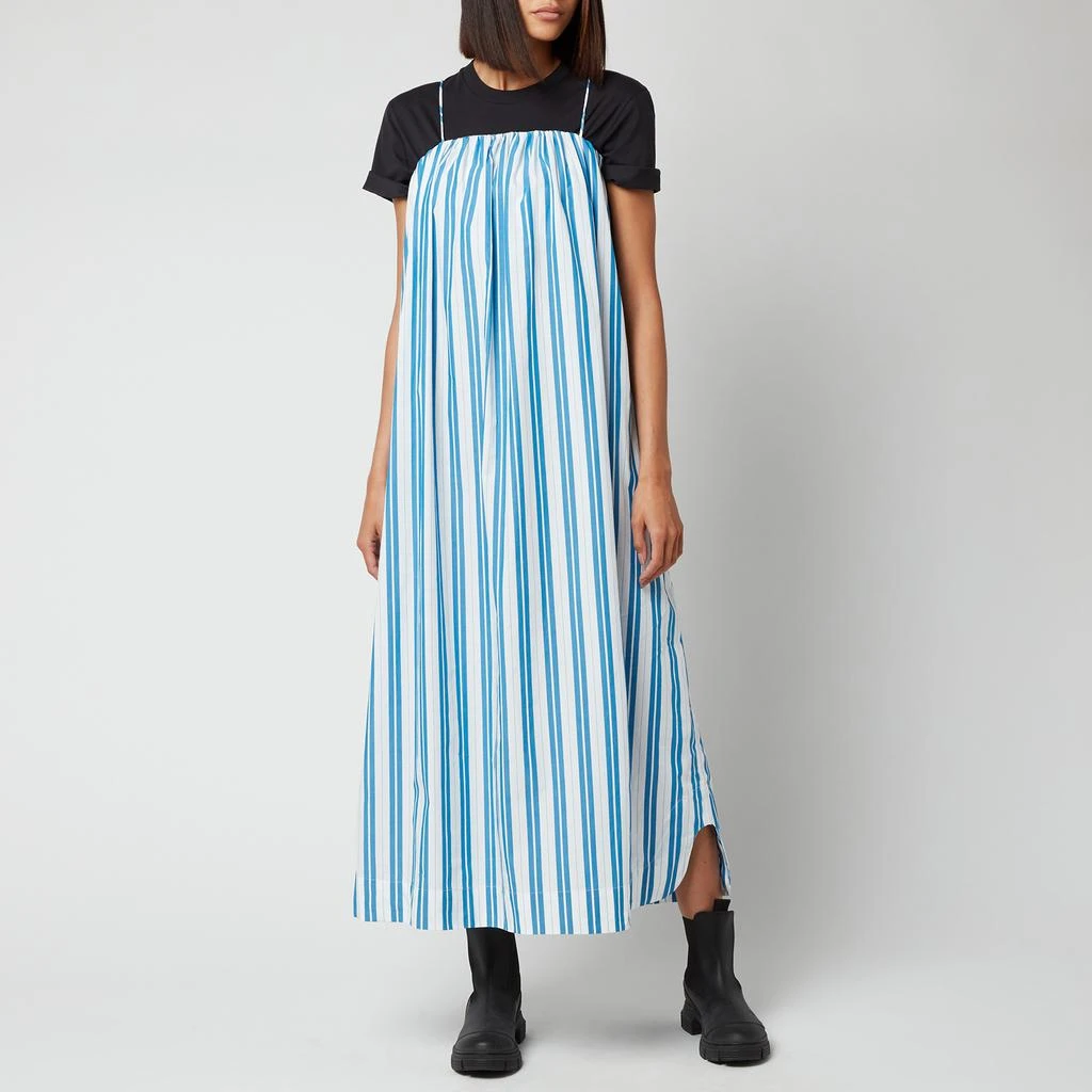 商品Ganni|Ganni Women's Stripe Cotton Dress - Daphne,价格¥417,第3张图片详细描述