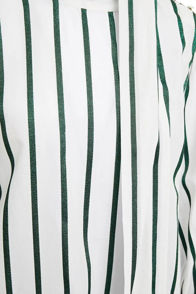 商品RED Valentino|Tie-neck metallic striped cotton-blend blouse,价格¥710,第2张图片详细描述