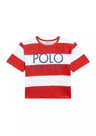 商品Ralph Lauren|Lauren Childrenswear Girls 7 16 Logo Cropped Cotton Jersey T Shirt,价格¥132,第1张图片