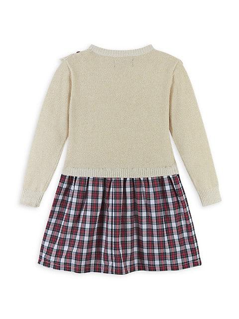 Little Girl's Varsity Ruffle Sweater Dress商品第2张图片规格展示