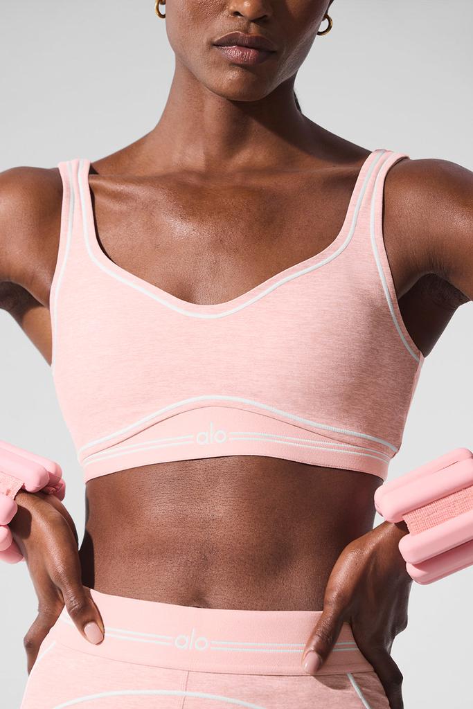 Alo Alosoft Heart Throb Bra - Pink Quartz Heather/White