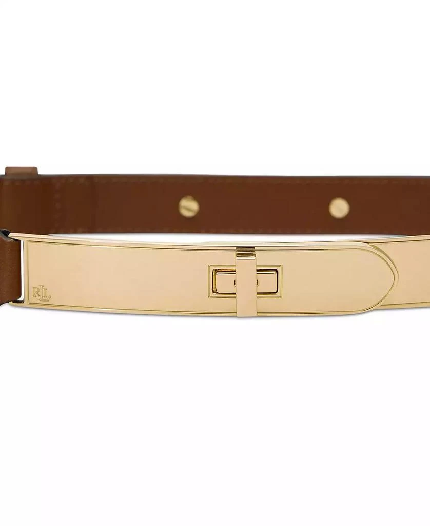 商品Ralph Lauren|Women's Turn-Lock Skinny Leather Belt,价格¥607,第2张图片详细描述